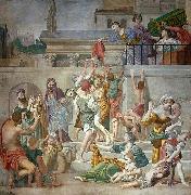 Domenico Zampieri St. Cecilia Distributing Alms, fresco, painting